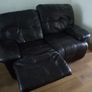 2 Seater Brown Leather Recliner Sofa Image 2