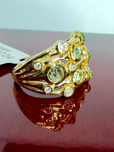 Silver Peridot & White Zircon "Waves of Renewal Ring