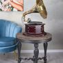 Vintage Gramophone Villa Fitzgerald Replica Wooden Case Brass Horn 1920s Style Image 4