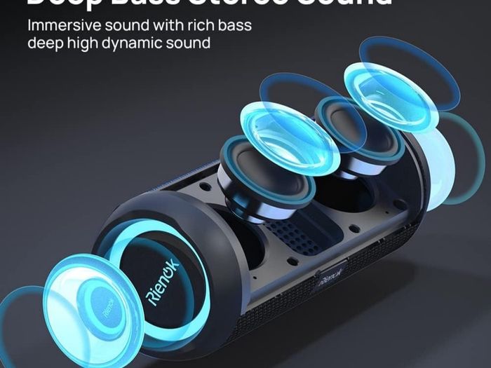 Bluetooth Speaker Portable Wireless, 30W Enhanced Bass, IPX7 Waterproof, Bluetooth 5.3, Outdoor Speaker for Travel and Sport