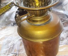 Antique Double Wick Oil Lamp with Gallery For a Stand or on its own