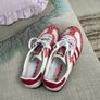 Raspberry Pink & White Lace Up Trainers, Samba Style UK Size 6 Image 2