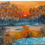 Original Sunset Landscape Acrylic Painting Image 4