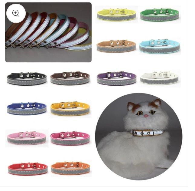 New Reflective Pet Dog Collar PU Leather Adjustable Necklace Colorful Small Pet Supplies Collars for Puppy Cat Dogs