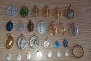 St Francis of Assisi religious medal with Italian blessing on the back plus other religious medals