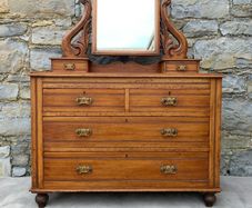 Late Victorian Oak Dressing Chest With Mirror.
