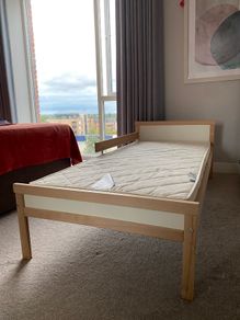 IKEA Sniglar Toddler Bed (70x160cm) + Premium The Little Green Sheep Natural Mattress & Protector