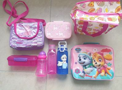 lunch bags x3, bottles x2, lunch boxes x3 sistema sigg