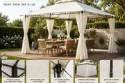 3 x 4m Metal Garden Gazebo with Side Curtains Water-Repellent UV50+ Outdoor Gazebo