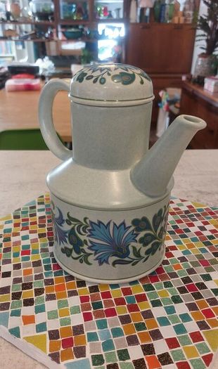 Fabulous Vintage Midwinter Stonehenge Coffee Pot and Milk Jug in the Caprice Pattern (Spanish Garden) Designed by Jessie Tate, Excellent Condition