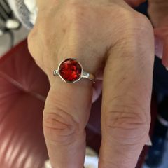 Red CZ Stones  silver adjustable ring non tarnish