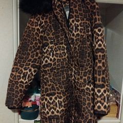 New long Leopard print coat size 8