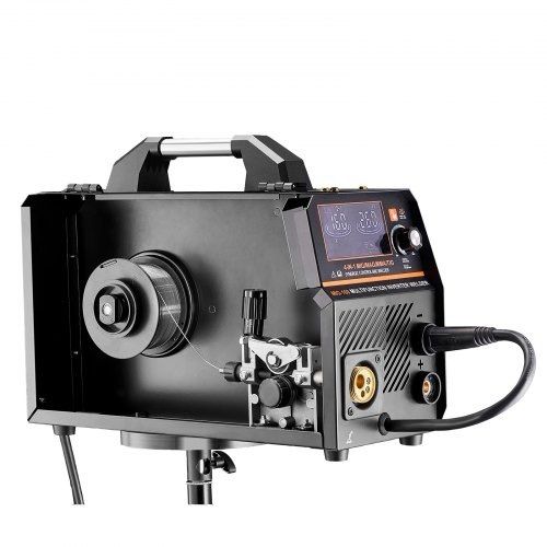 MIG Welder, 160A Synergic Mig Welding Machine, 4-in-1 Gas MIG/Flux Core MIG/Stick/Lift TIG Multi-Process Welder Machine with IGBT Inverter Technology and LCD Screen Display