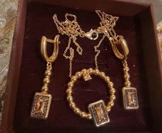 14k rose gold necklace+earrings