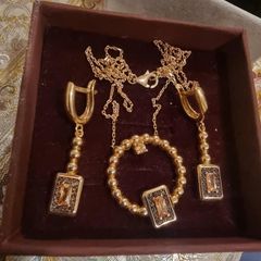 14k rose gold necklace and earrings