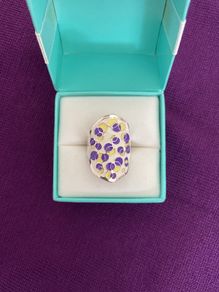 Ring - Enamel Silver Tone Metal