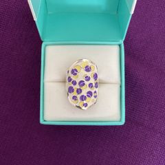 Ring - Enamel Silver Tone Metal