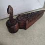 1920s Vintage Handmade 2 Compartment Wooden Box Rich Patina Collectible Image 5