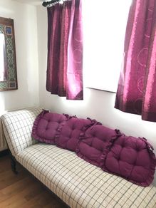 New Curtains + 4 seat cushions