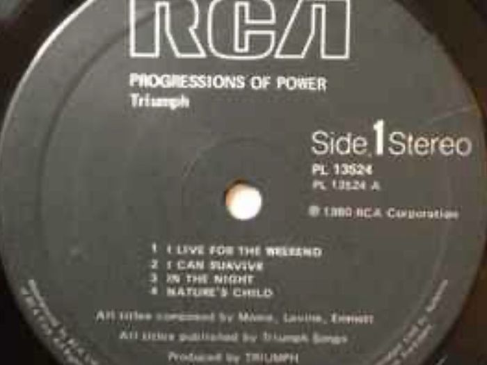 TRIUMP Progression of power original 1980 release vinyl record in near mint condition. Sleeve vg with with wear along the spine