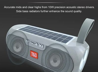 T&G 10W Solar Powered Wireless Speaker, 5.0 Surround Sound, Dual Speaker Columns, USB Type-C Charging, new, unopened.