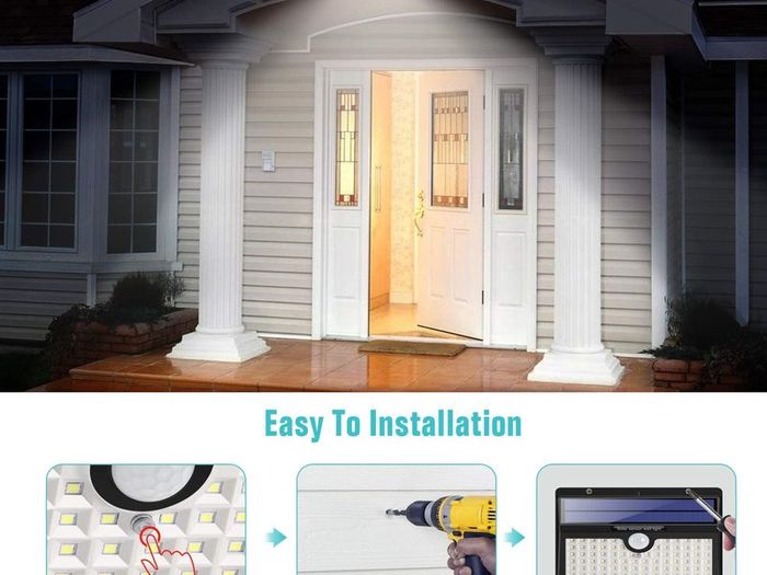 Solar Lights Outdoor, HETP Upgraded 78 LED Solar Motion Sensor Security Lights - Solar Powered Lights Waterproof Wireless Wall Lights Solar Lamps with 3 Intelligent Modes for Outside(2 Pack)