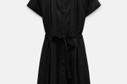 Zara black shirt midi dress with belt.