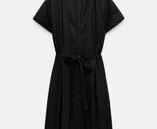 Zara black shirt midi dress with belt.