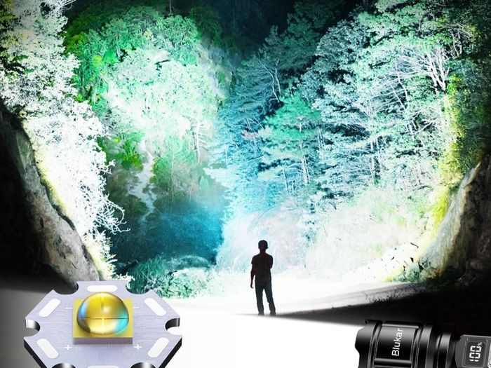 Torch Rechargeable, 500000 Lumens Torches LED Super Bright Flashlight, Adjustable Focus, 5 Modes, 5000 mAh Long Lasting, IP67 Waterproof, Smart Digital Display for Camping, Power Cuts,Emergency