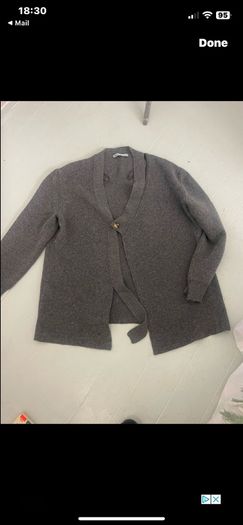 grey cardigan zara size large wool & cashmere