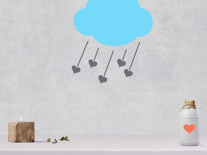 Cloud Wall Decal, Cloud Wall Art  Heart Wall Decal, Heart Drop, Wall Art Decal, Large Cloud Decal, Cloud Sticker, Nursery Wall Decal, Child's Room Wall Decal