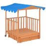 Kids Playhouse with Sandbox Fir Wood Blue UV50 Image 3