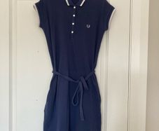 Fred Perry Originals cotton retro tennis dress in navy and white