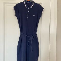 Fred Perry Originals cotton retro tennis dress in navy and white
