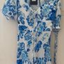 white and blue floral dress Image 3