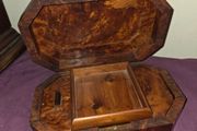 Vintage hand made Thuya Burl Wood Jewellery Box
