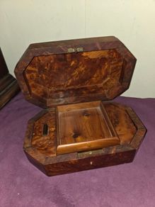 Vintage hand made Thuya Burl Wood Jewellery Box
