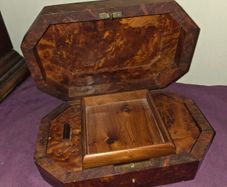 Vintage hand made Thuya Burl Wood Jewellery Box