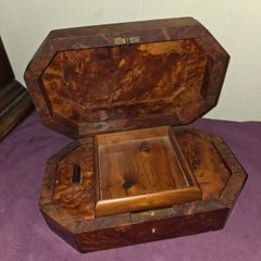 Vintage hand made Thuya Burl Wood Jewellery Box