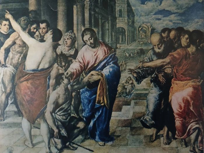 An Original Print from Picture Relics - Christ Healing the Blind (1570) by El Greco