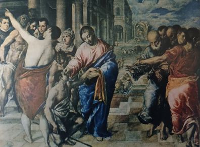 An Original Print from Picture Relics - Christ Healing the Blind (1570) by El Greco