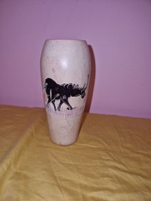 Hand carved African Soapstone vase