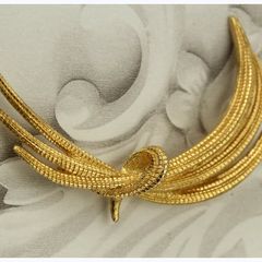 Monet Vintage Brooch Textured Gold Tone Elegant Design Signed