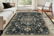 Machine Washable Rugs 180x270 cm Vintage Area Rug Low Pile Anti-Slip Carpet with Print Pattern for Living Room Bedroom Home Office Indoor Black/Beige