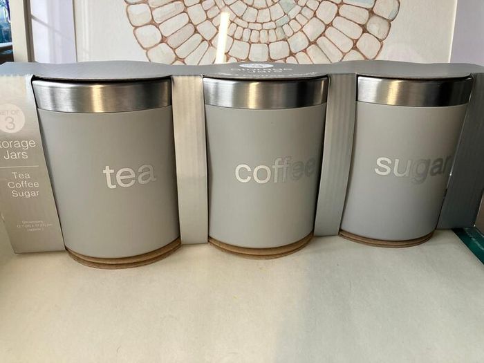 Storage Jars Set grey and metal