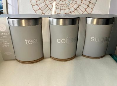 Storage Jars Set grey and metal