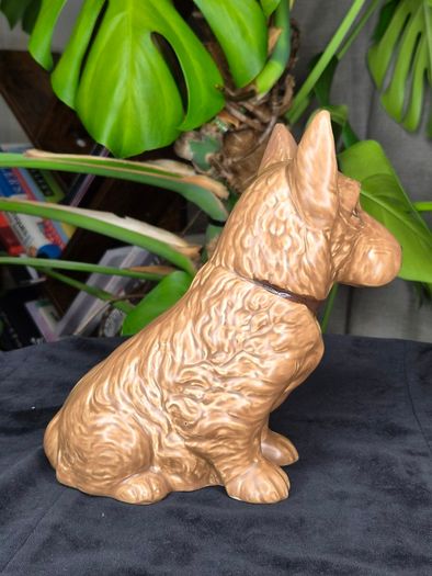 Sylvac Vintage Ceramic Terrier Dog Figurine Brown Glossy Collectible Decor