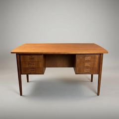 Mid-Century Modern Danish Teak Twin Pedestal Desk