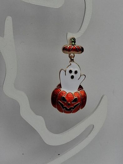 Cute Enamel Ghost in Jack O' Lantern Pumpkin Earrings