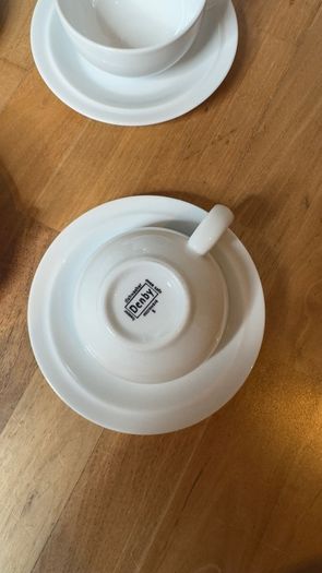 Denby White 8oz Cappuccino Coffee Cups and Saucers,  Set of 4